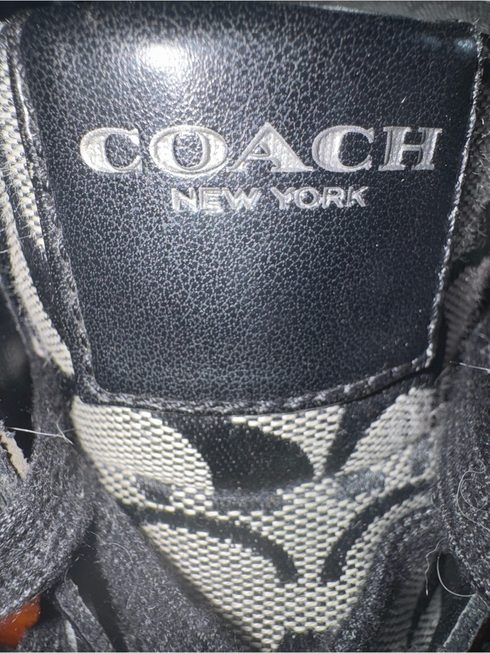 Coach Signature Sneakers Black Gray High Top Logo Lace Up Women’s 7.5 - Picture 4 of 7